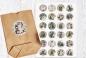 Preview: 24 Stück zuckersüße Adventskalenderaufkleber Sticker Vintage Weihnachten  /4cm rund mit-oder ohne 24 Beutelchen aus Kraftpapier
